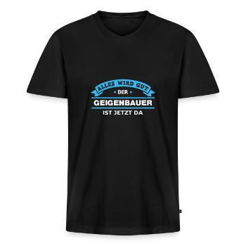 Geigenbauer Design für stolze Handwerker - Männer Premium Bio T-Shirt mit V-Ausschnitt - Schwarz - Vorne - Nico (187cm)