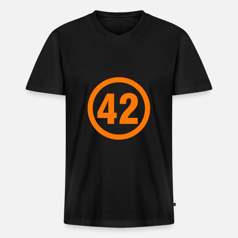 42 - Männer Premium Bio T-Shirt mit V-Ausschnitt - Schwarz