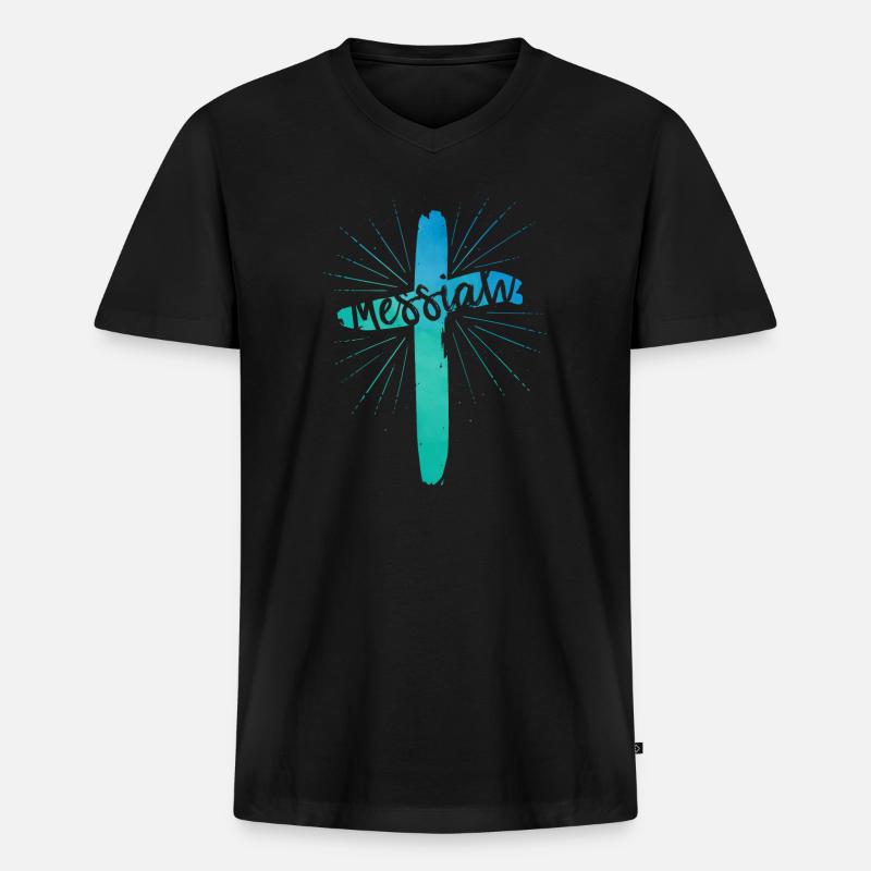 Messiah - Männer Premium Bio T-Shirt mit V-Ausschnitt - Schwarz
