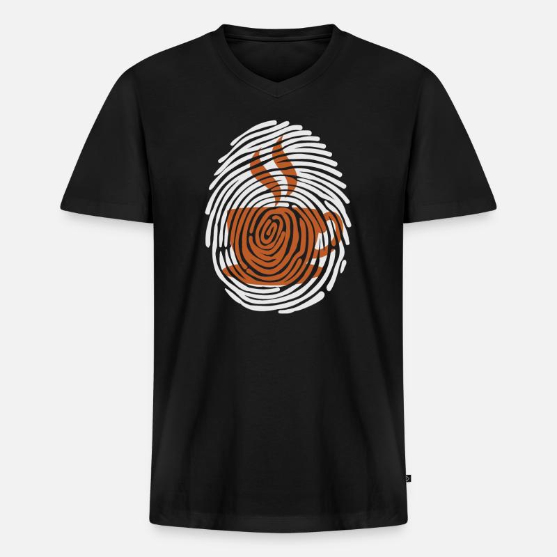 Kaffeetrinker Kaffee Kaffeetasse Milchkaffee - Männer Premium Bio T-Shirt mit V-Ausschnitt - Schwarz