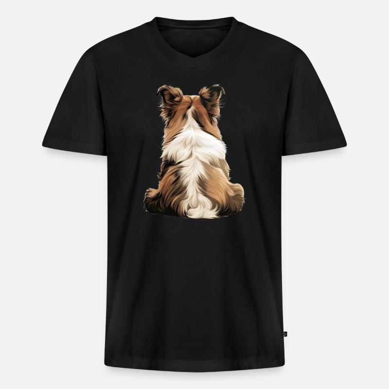 Shetland Schäferhund - Männer Premium Bio T-Shirt mit V-Ausschnitt - Schwarz