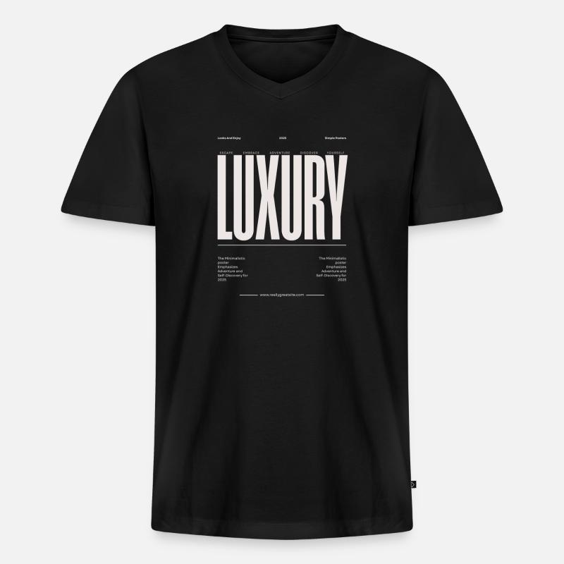 Luxus Großbuchstaben Typografie - Männer Premium Bio T-Shirt mit V-Ausschnitt - Schwarz