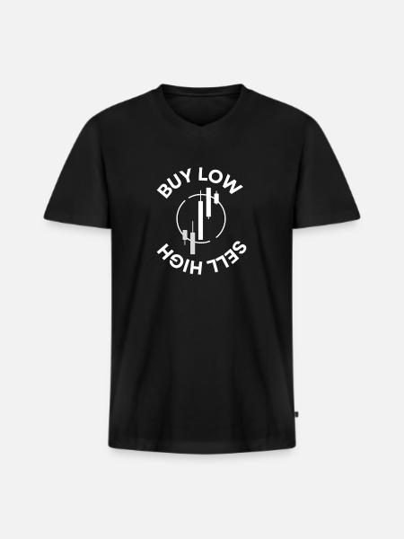 Køb lav Sælg højt Trading elsker - Premium økologisk T-shirt med V-hals til mænd - sort