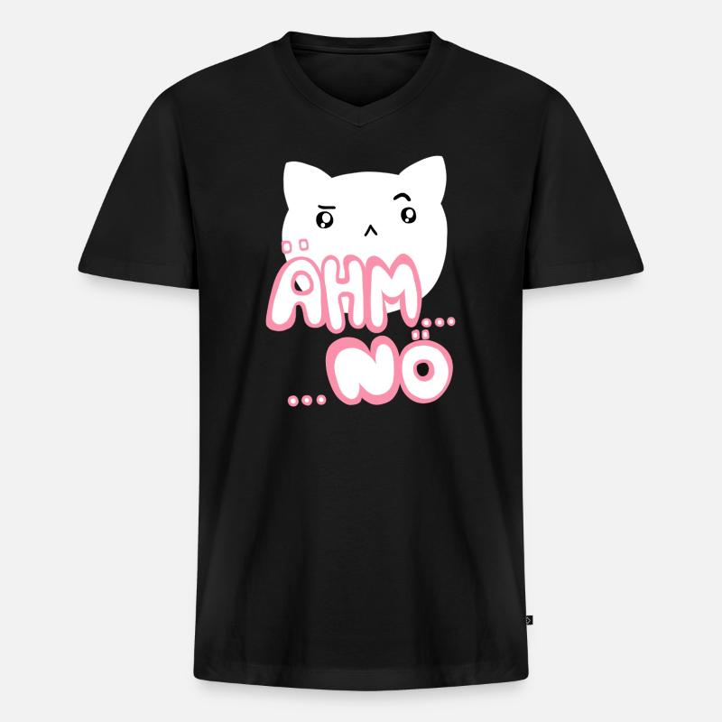 Ähm nö Kawaii Katze rosa - Männer Premium Bio T-Shirt mit V-Ausschnitt - Schwarz