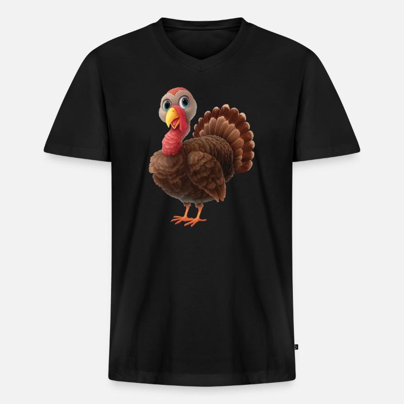 Truthahn - Männer Premium Bio T-Shirt mit V-Ausschnitt - Schwarz