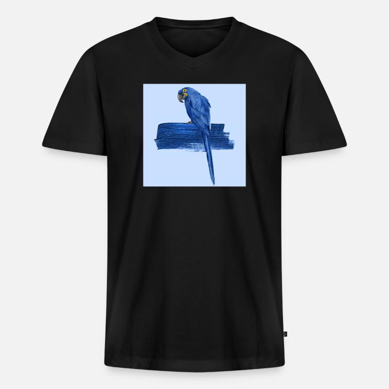 Blauer Papagei - Männer Premium Bio T-Shirt mit V-Ausschnitt - Schwarz