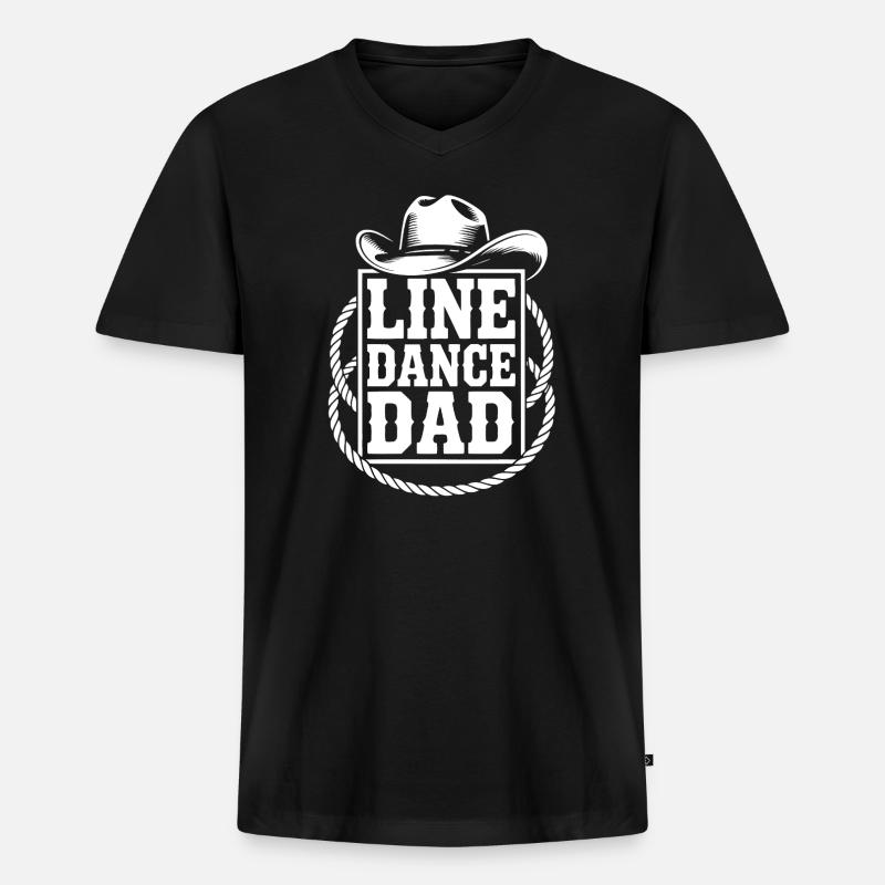 Line Dance Papa - Männer Premium Bio T-Shirt mit V-Ausschnitt - Schwarz