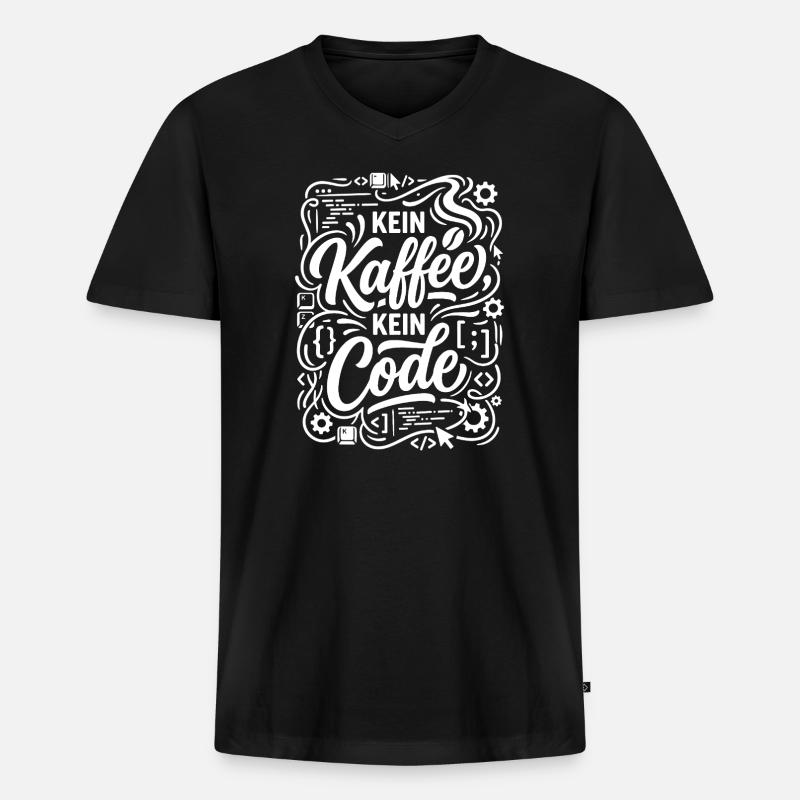 Kein Kaffee kein Code Informatiker - Männer Premium Bio T-Shirt mit V-Ausschnitt - Schwarz