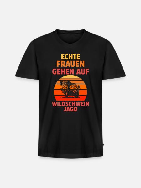 Wildschweinjagd Jäger Jagd - Männer Premium Bio T-Shirt mit V-Ausschnitt - Schwarz