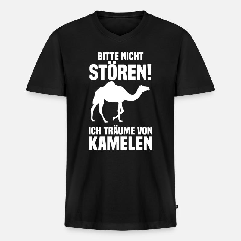 Kamel - Männer Premium Bio T-Shirt mit V-Ausschnitt - Schwarz