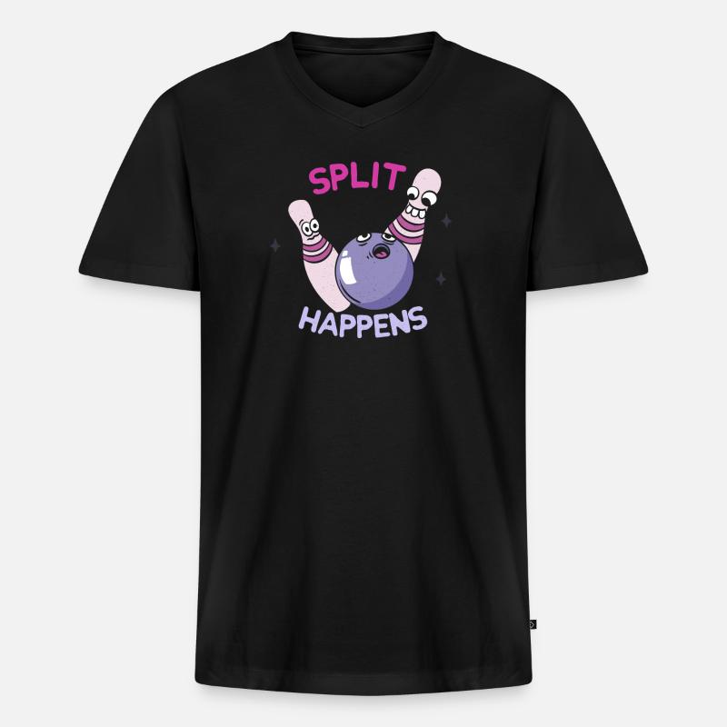 Split happens Bowling & Kegeln Fun - Männer Premium Bio T-Shirt mit V-Ausschnitt - Schwarz