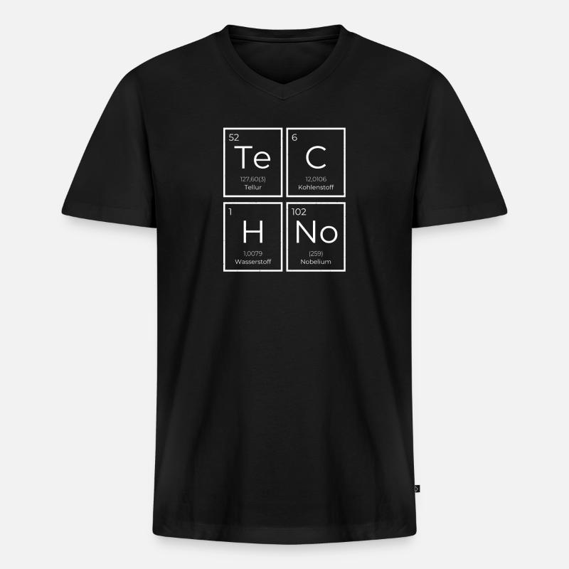 Techno Science Periodensystem - Männer Premium Bio T-Shirt mit V-Ausschnitt - Schwarz