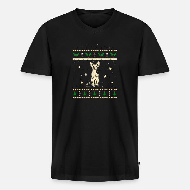 Sphynx Weihnachtsgeschenk - Männer Premium Bio T-Shirt mit V-Ausschnitt - Schwarz