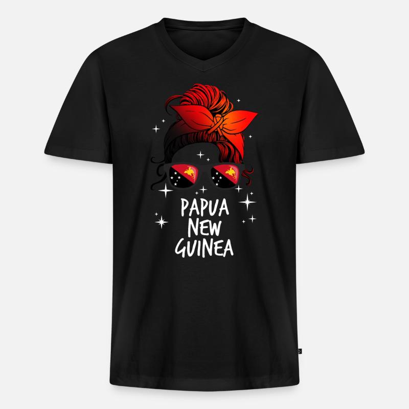 Papua-Neuguinea - Männer Premium Bio T-Shirt mit V-Ausschnitt - Schwarz
