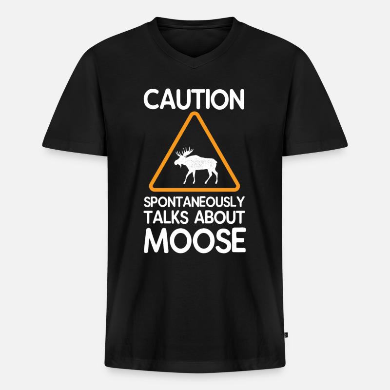 Elch - Männer Premium Bio T-Shirt mit V-Ausschnitt - Schwarz