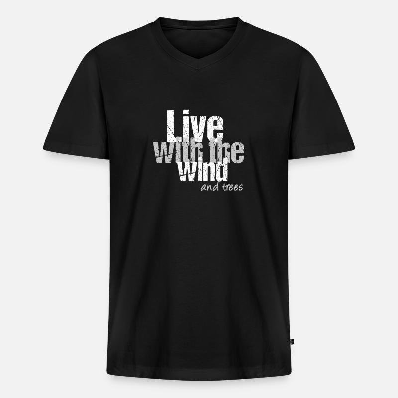 Leben mit Wind und Bäumen - Männer Premium Bio T-Shirt mit V-Ausschnitt - Schwarz