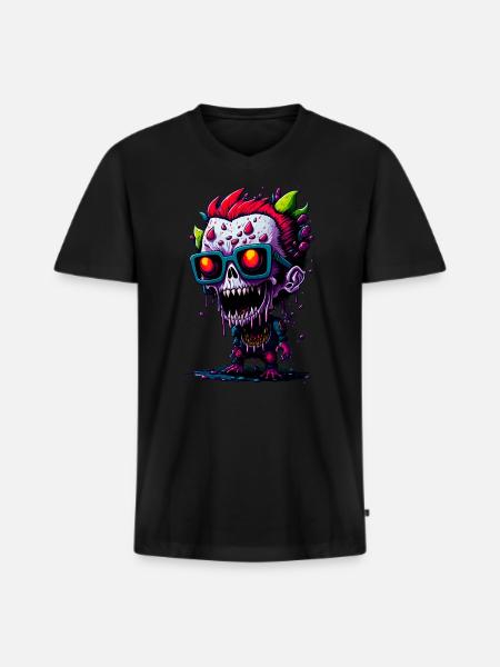 Bunter cooler Zombie - Männer Premium Bio T-Shirt mit V-Ausschnitt - Schwarz