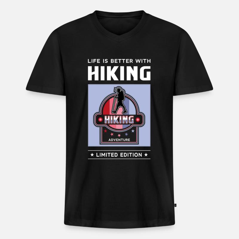 Hiking - Männer Premium Bio T-Shirt mit V-Ausschnitt - Schwarz