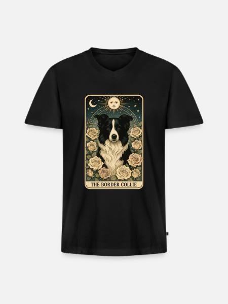 Border Collie - Männer Premium Bio T-Shirt mit V-Ausschnitt - Schwarz