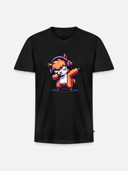 Dabbing Alpaca - Men's Premium Organic T-shirt with V-neck - black