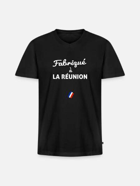 LA REUNION - T-shirt encolure en V Premium bio Homme - noir