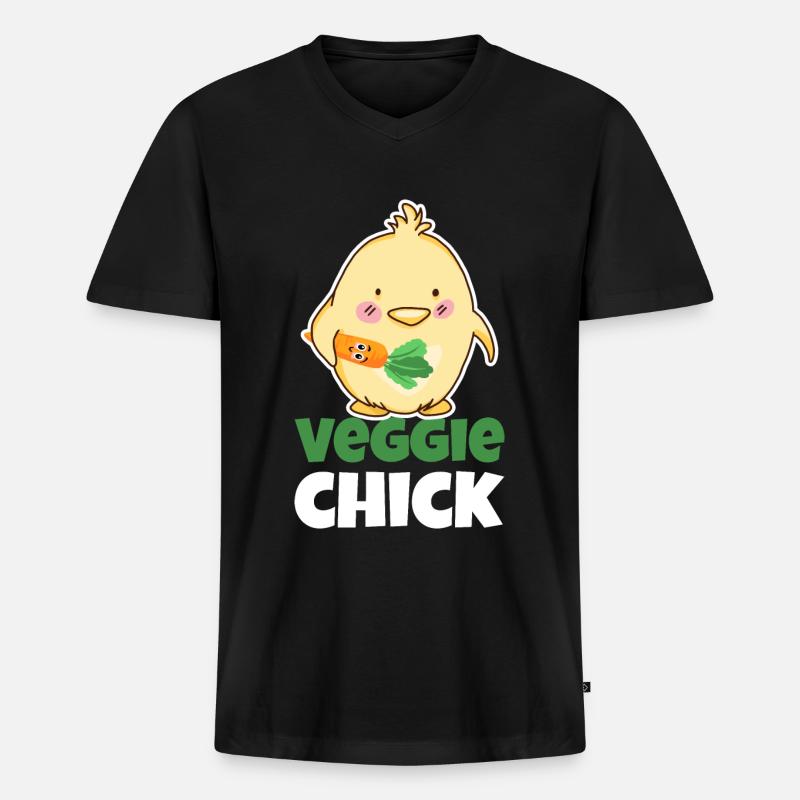 Vegetarierin Vegetarier Vegan Geschenkidee - Männer Premium Bio T-Shirt mit V-Ausschnitt - Schwarz