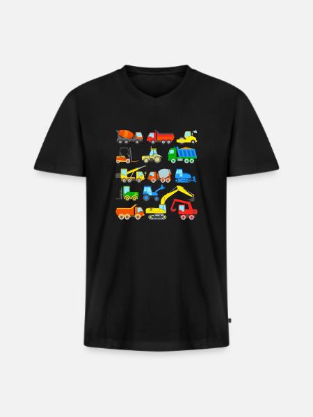 Construction sites Vehicles Excavators - Men's Premium Organic T-shirt with V-neck - black