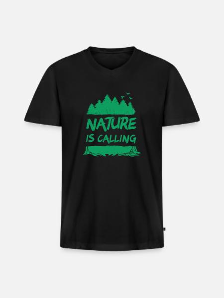 Nature is Calling - Men's Premium Organic T-shirt with V-neck - black
