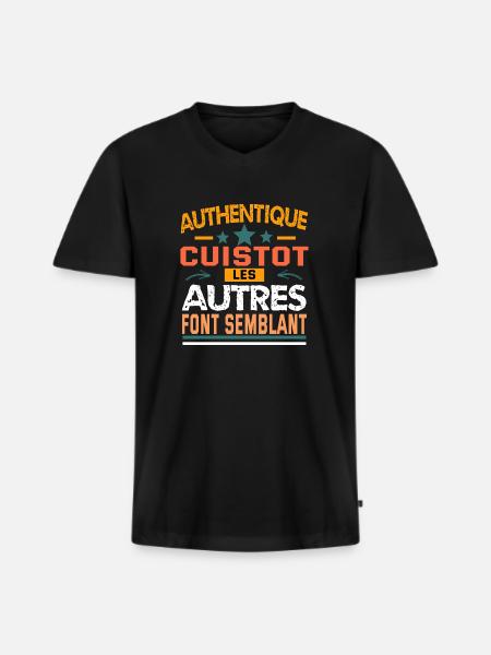 authentique cuistot - T-shirt encolure en V Premium bio Homme - noir