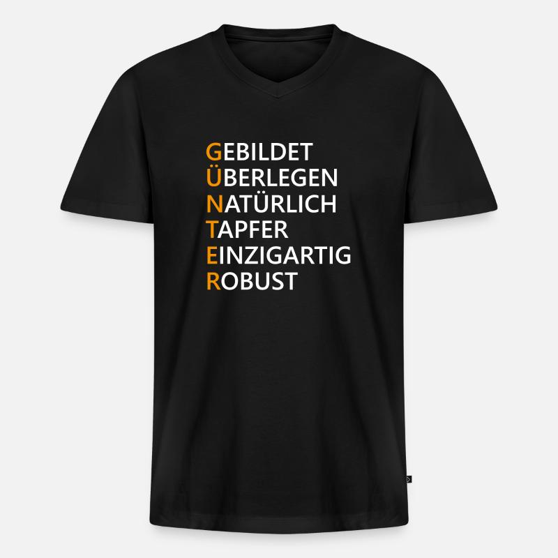 Günter Name Geschenk - Männer Premium Bio T-Shirt mit V-Ausschnitt - Schwarz
