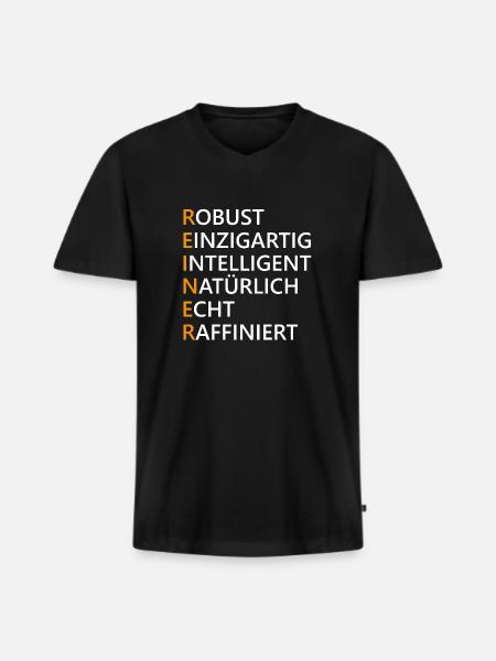 Reiner Name Geschenk - Männer Premium Bio T-Shirt mit V-Ausschnitt - Schwarz