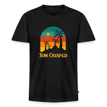 Sun Crisped Beach Summer Ocean Tropical Holiday - Men's Premium Organic T-shirt with V-neck - black - Front - Nico (187cm)