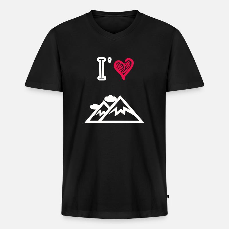 Ich liebe die Berge - Männer Premium Bio T-Shirt mit V-Ausschnitt - Schwarz