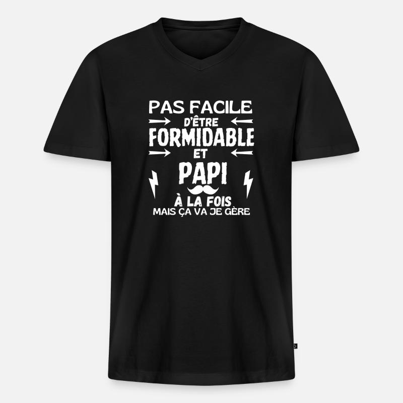 URGROSSVATER - Männer Premium Bio T-Shirt mit V-Ausschnitt - Schwarz