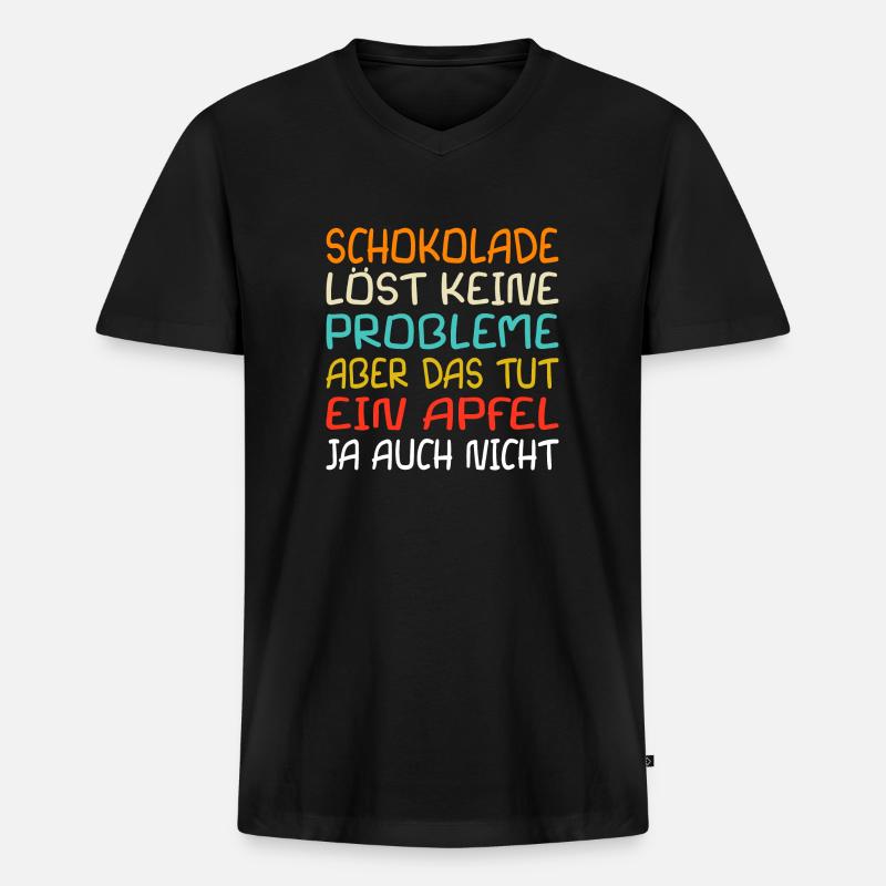 Schokolade Spruch Fun Kinderschrift - Männer Premium Bio T-Shirt mit V-Ausschnitt - Schwarz