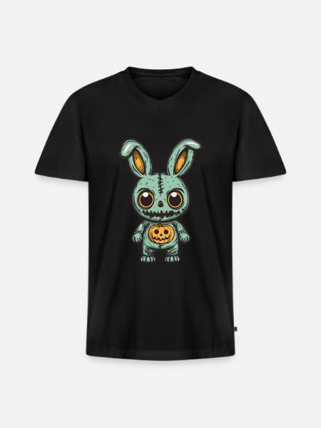 Bunny Halloween Funny Zombie - Men's Premium Organic T-shirt with V-neck - black