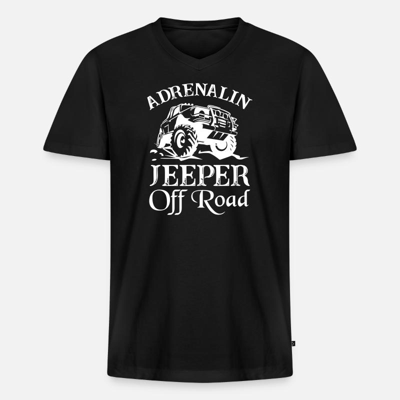 Adrenalin Jeeper Off Road - Männer Premium Bio T-Shirt mit V-Ausschnitt - Schwarz