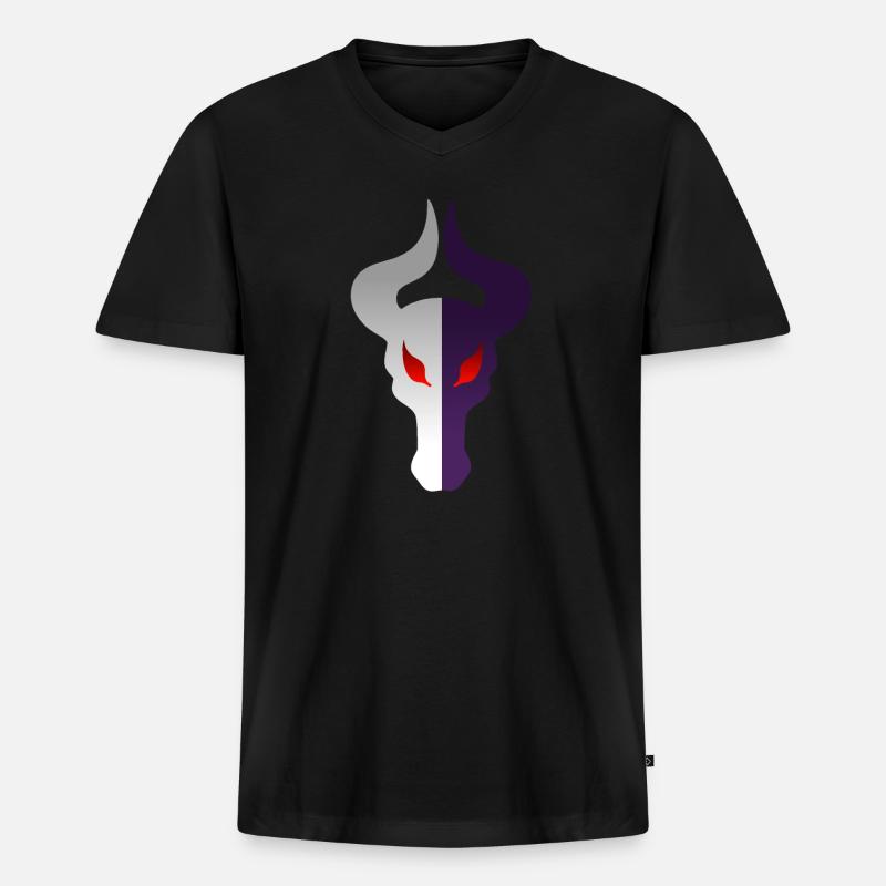 Doppelseitiger Drachenkopf - Männer Premium Bio T-Shirt mit V-Ausschnitt - Schwarz