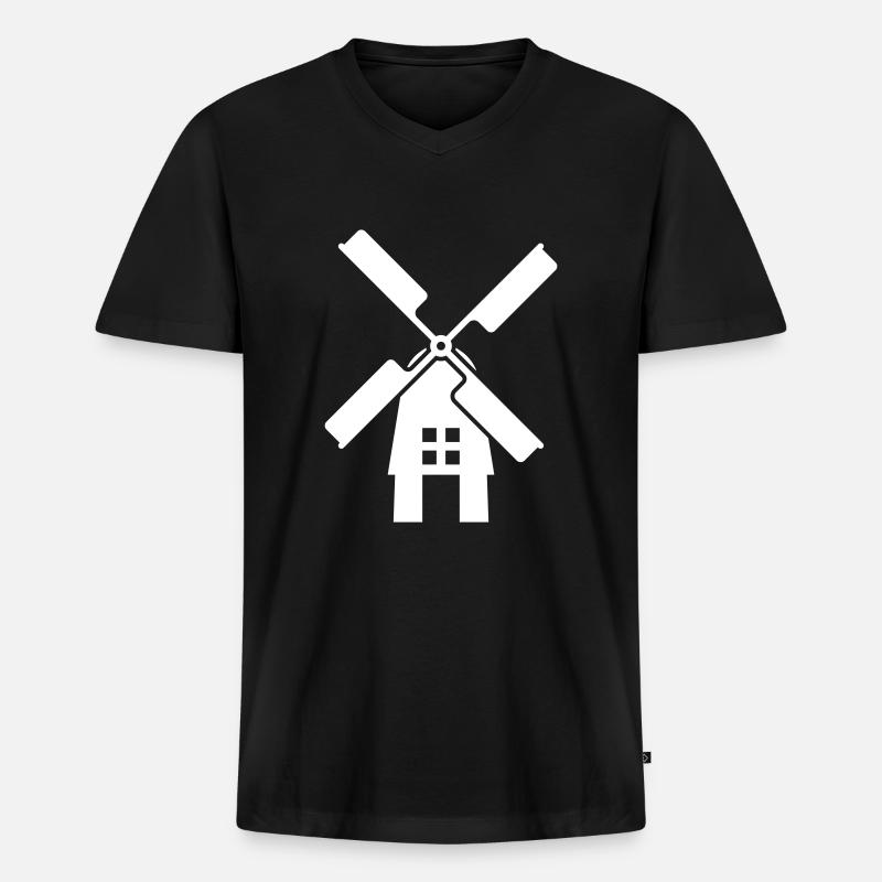 Windmühle Ivon Silhouette - Männer Premium Bio T-Shirt mit V-Ausschnitt - Schwarz