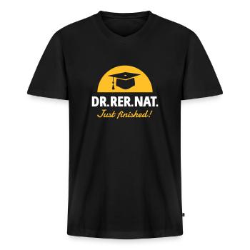Doktor - Männer Premium Bio T-Shirt mit V-Ausschnitt - Schwarz - Vorne - Nico (187cm)