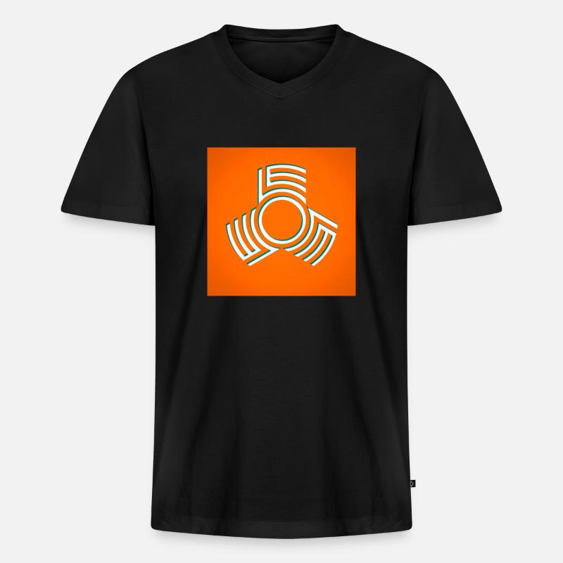 Leo -Triple Orange Version - Männer Premium Bio T-Shirt mit V-Ausschnitt - Schwarz