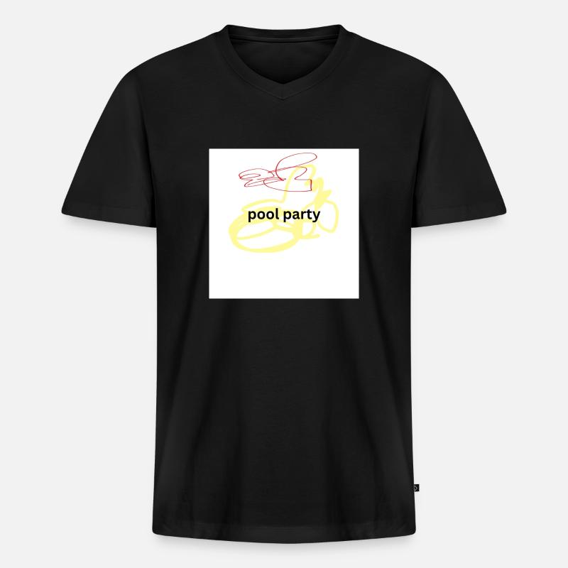 pool party - Männer Premium Bio T-Shirt mit V-Ausschnitt - Schwarz