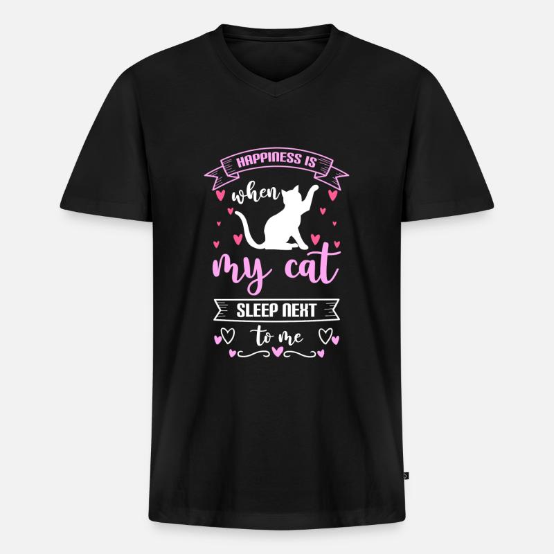 Glücklich Motivation Urlaub Lebensenergie - Männer Premium Bio T-Shirt mit V-Ausschnitt - Schwarz