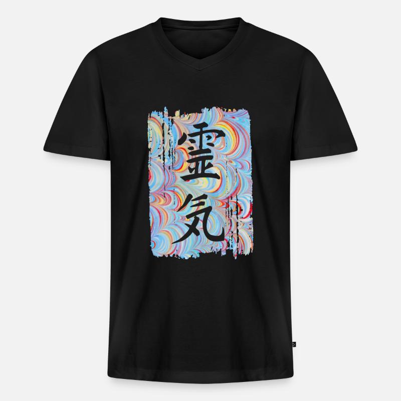 reiki japanisch e 63 - Männer Premium Bio T-Shirt mit V-Ausschnitt - Schwarz
