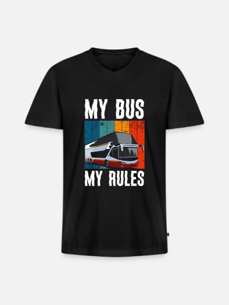 Bus Beruf Arbeit Kraftfahrer - Männer Premium Bio T-Shirt mit V-Ausschnitt - Schwarz