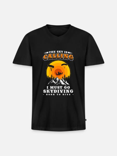 Skydiving Sky Freefall Sport - Men's Premium Organic T-shirt with V-neck - black