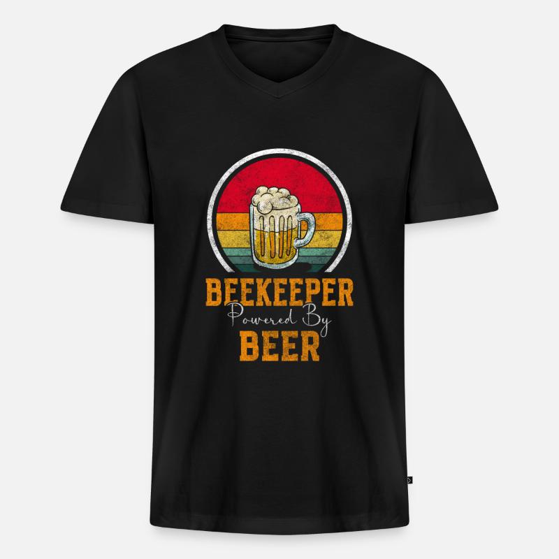 Honig Umweltschutz Bienchen - Männer Premium Bio T-Shirt mit V-Ausschnitt - Schwarz