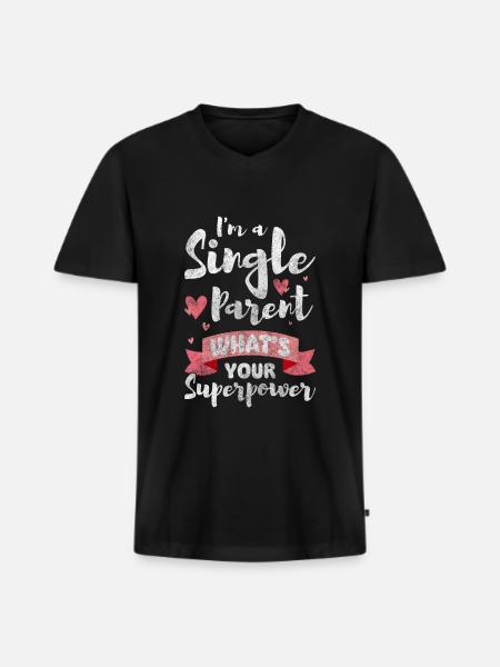 Single Parent Partner Mother - Men's Premium Organic T-shirt with V-neck - black
