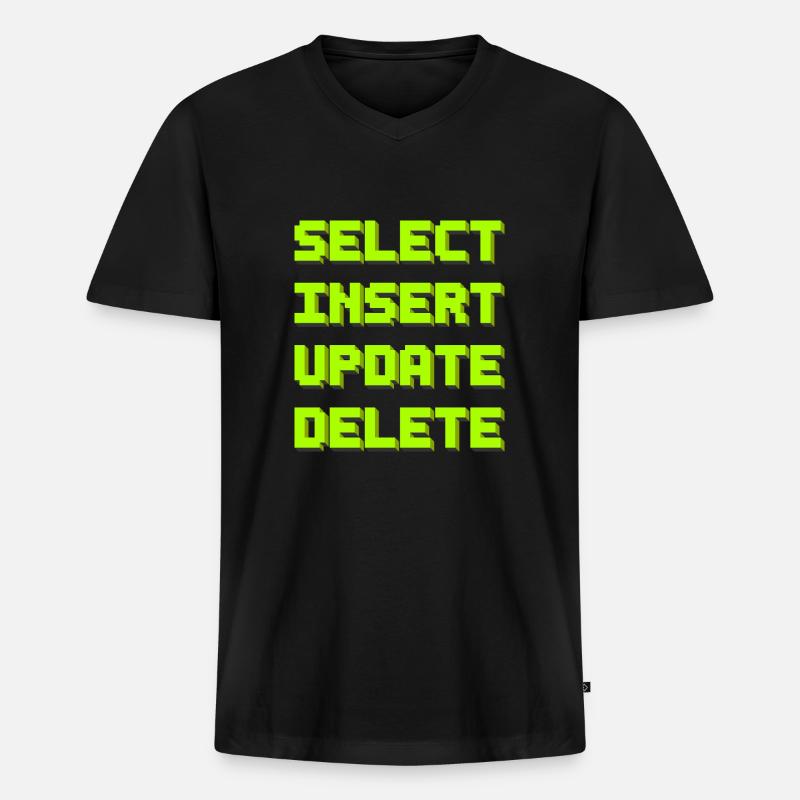 SQL pixelart black - Männer Premium Bio T-Shirt mit V-Ausschnitt - Schwarz