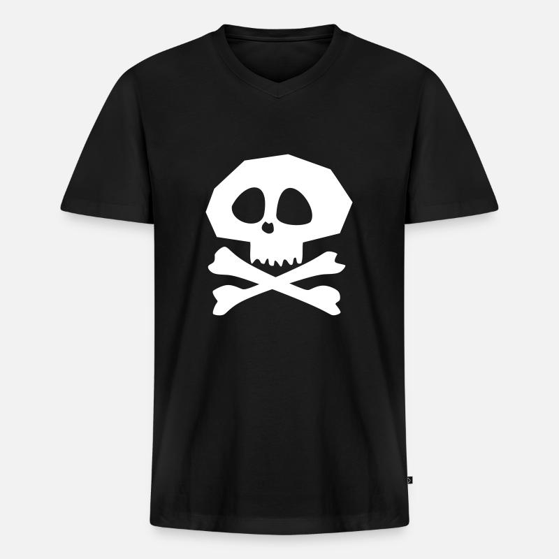 Schädel - Männer Premium Bio T-Shirt mit V-Ausschnitt - Schwarz